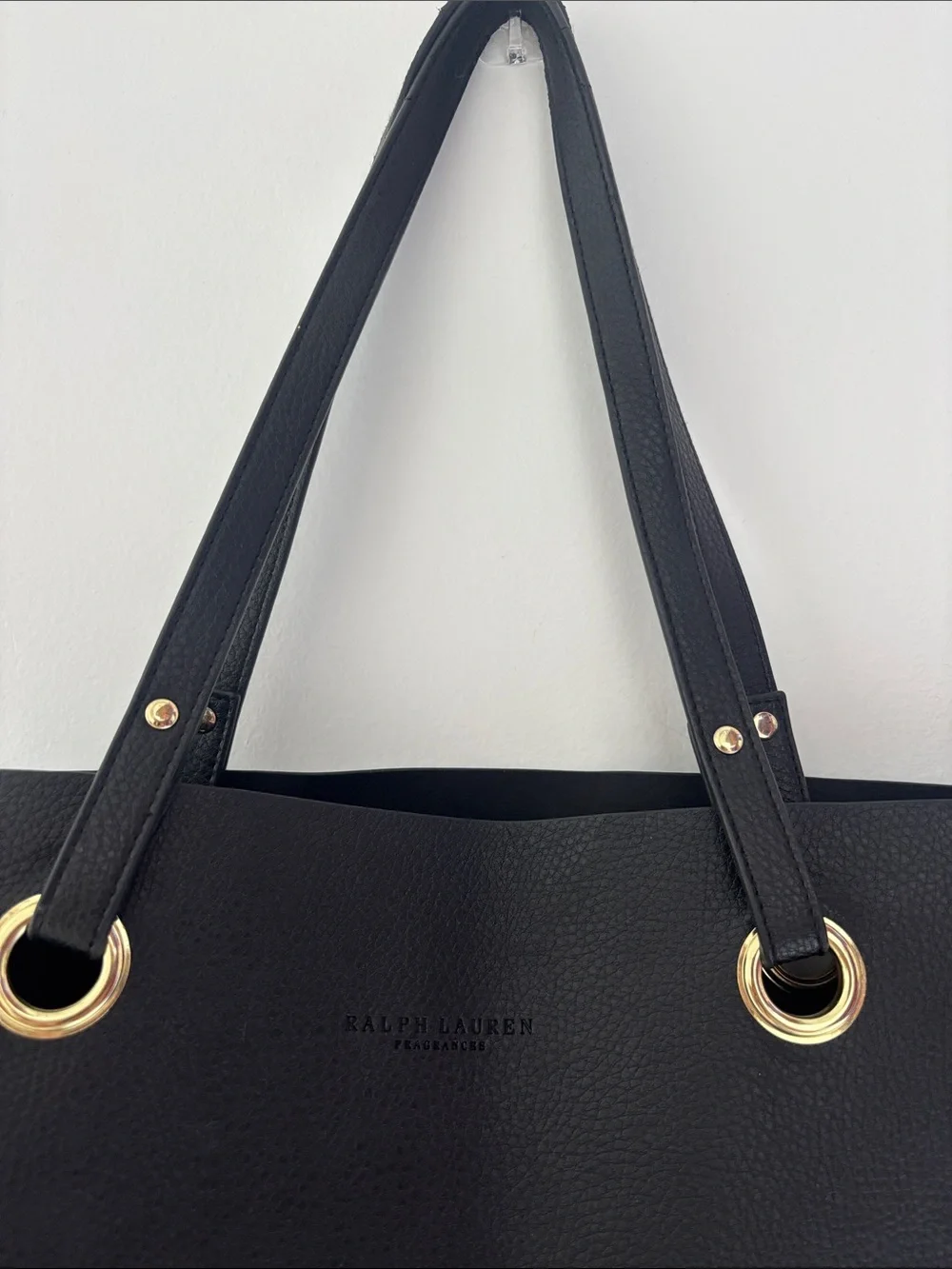 Ralph Lauren Black Tote with Gold Tone Grommets